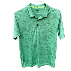 Puma X First Mile Golf Polo Mens Medium Green Desert Southwestern Performance